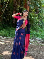 Dark Blue Jacquard Saree