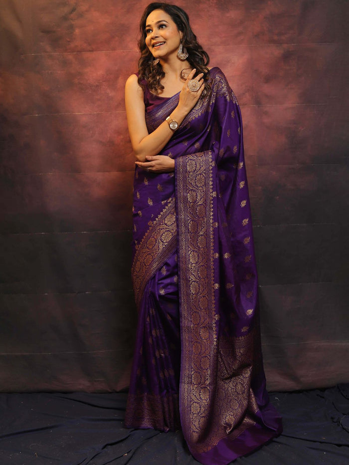 Royal Purple Jacquard Saree – Luxurious Festive & Wedding Wear