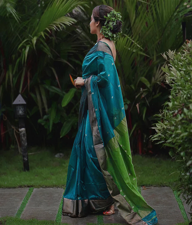 Tea Blue Jacquard Saree – Elegant, Soft & Stylish Ethnic Wear