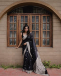 Elegant Black Jacquard Saree – Premium Festive & Party Wear