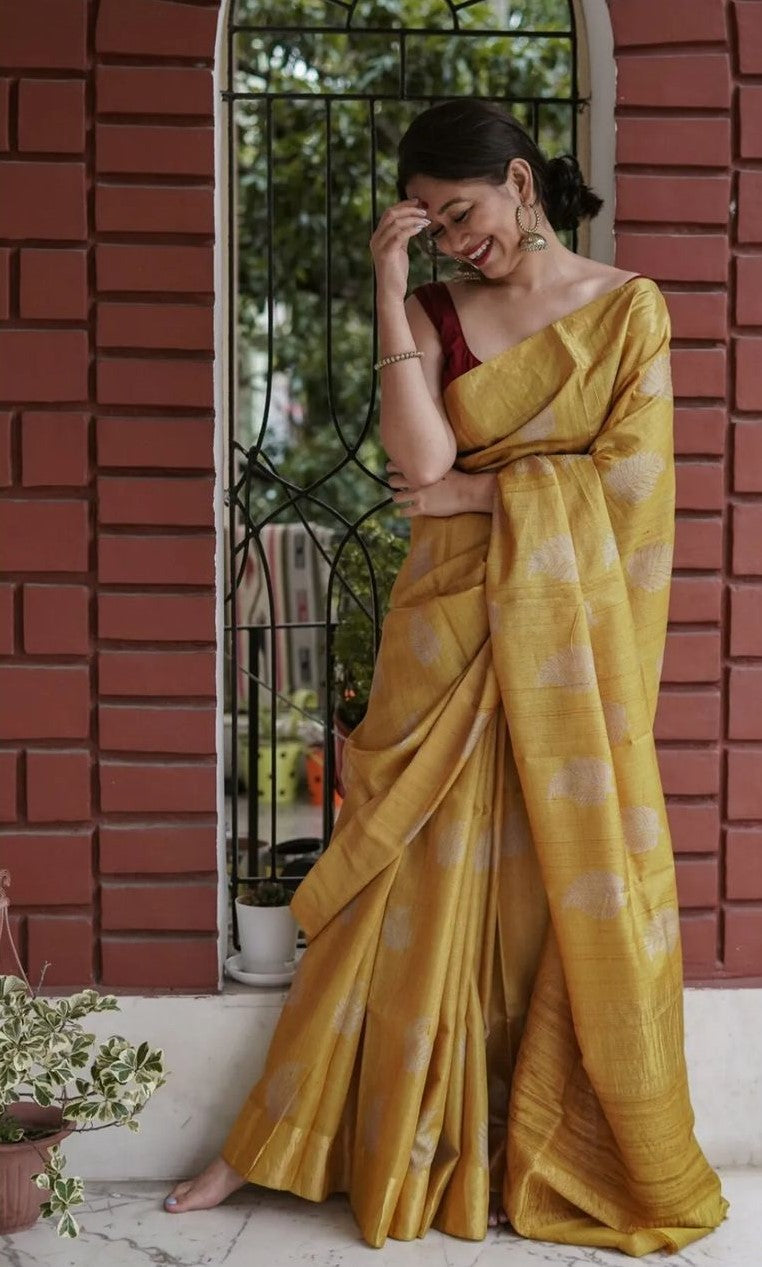 Sunshine Yellow Jacquard Saree