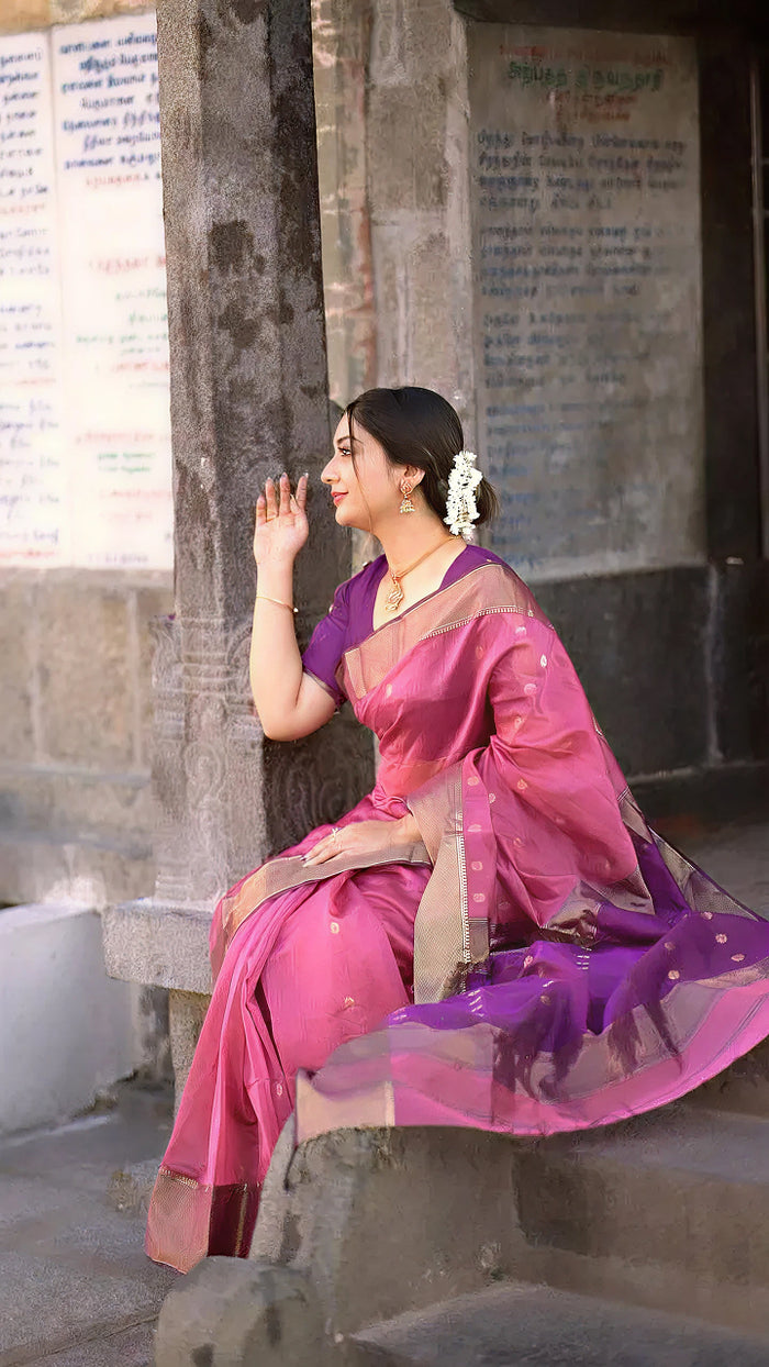 Purple Jacquard Saree – Royal, Elegant & Festive Ethnic Wear