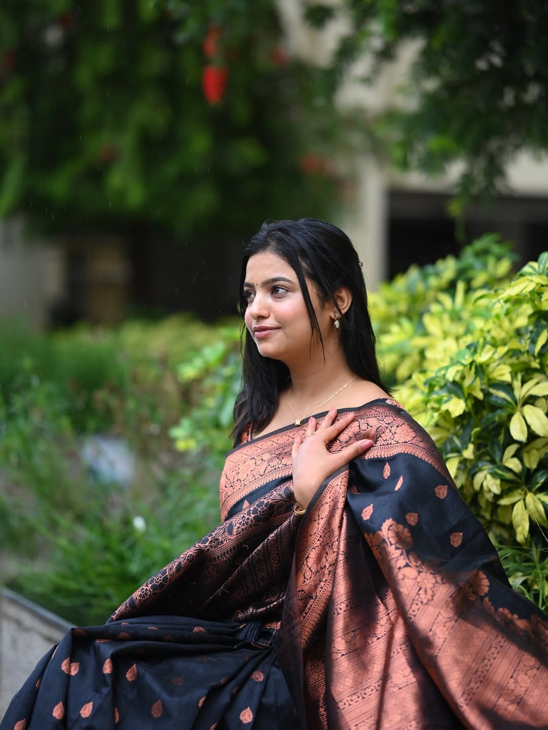 Classic Black Jacquard Saree