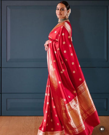 Royal Red Jacquard Saree for Weddings, Festivals & Special Occasions