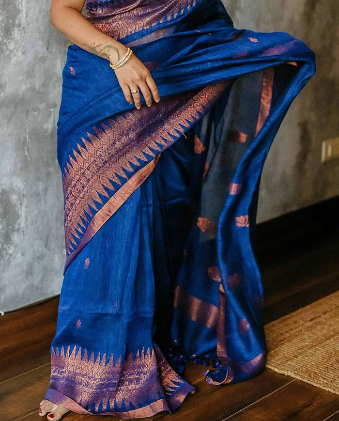 Blue Jacquard Saree – Premium Weave & Elegant Festive Style
