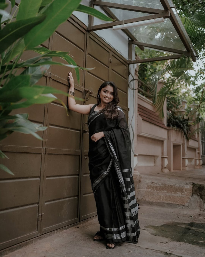 Classic Black Jacquard Saree