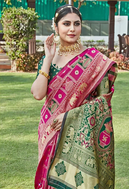 Luxurious Wine Jacquard Saree