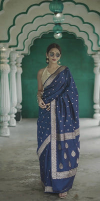 Royal Blue Jacquard Saree – Timeless Elegance with Premium Woven Detailing