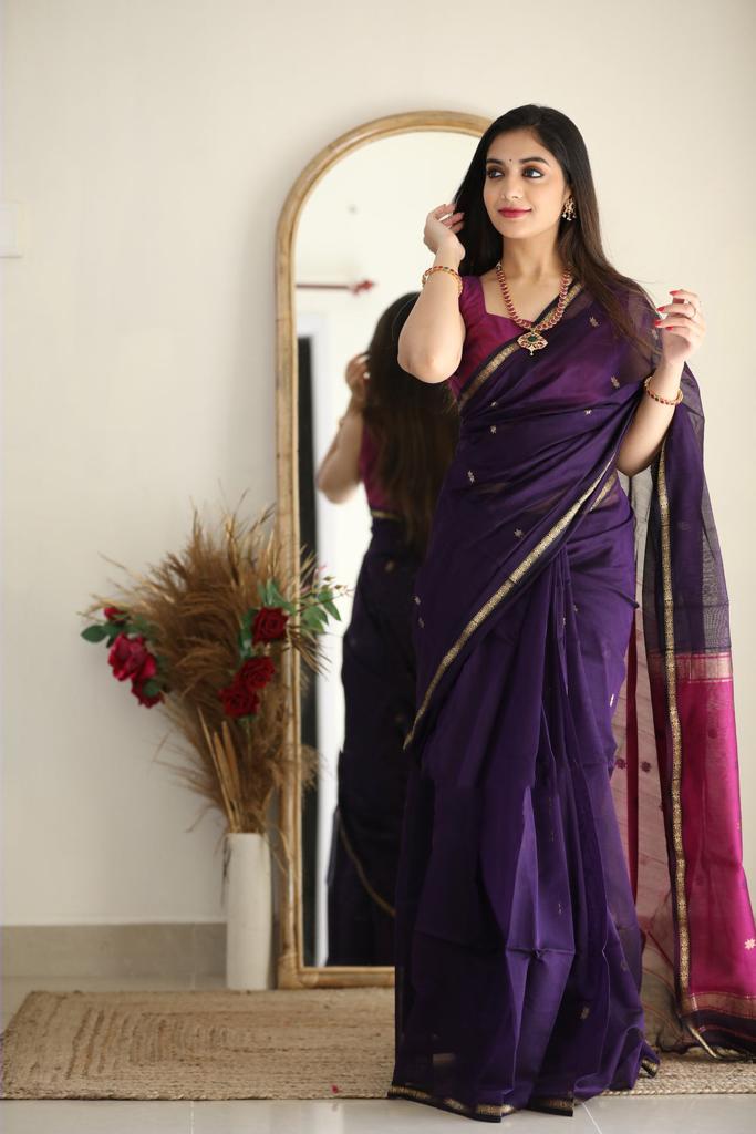 Wine Pink Jacquard Saree