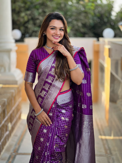 Premium Purple Jacquard Saree