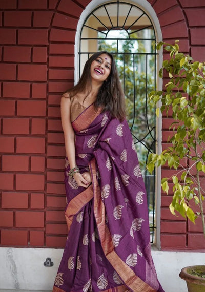 Royal Wine Jacquard Saree