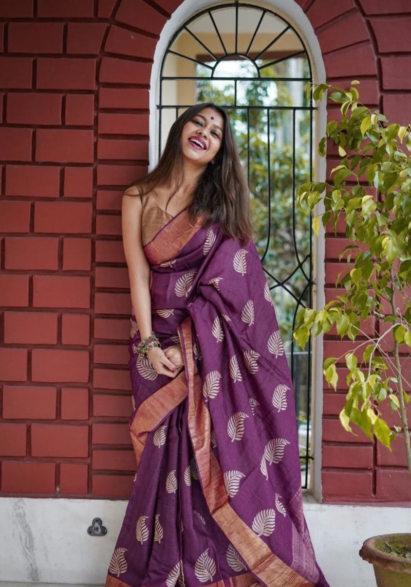 Royal Wine Jacquard Saree