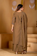 Brown Viscose Mango Silk Anarkali Kurti Set