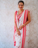 Elegant White Jacquard Saree