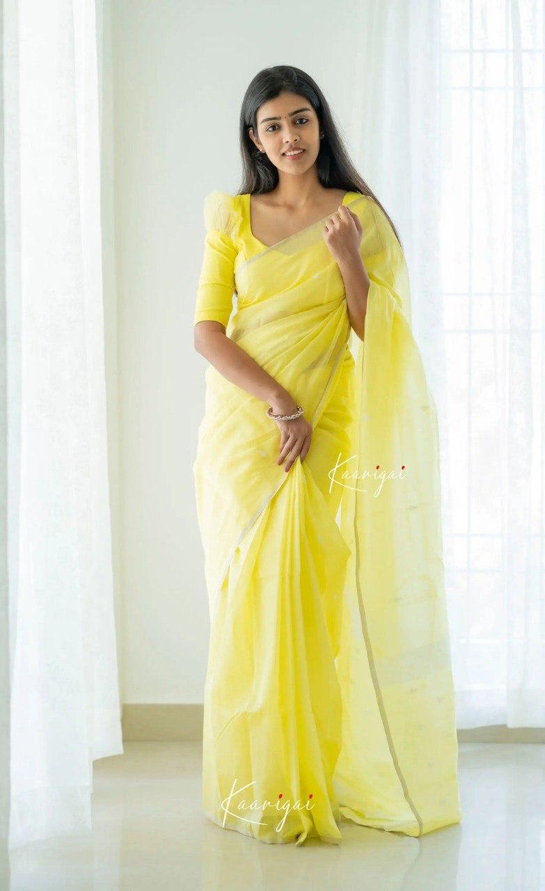 Yellow Jacquard Saree