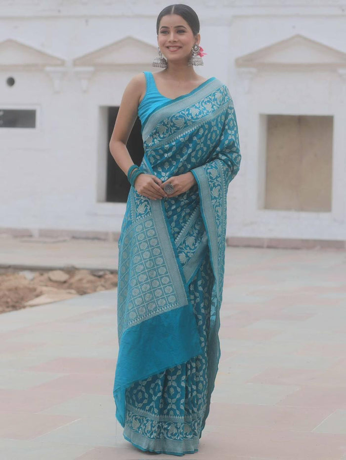 Elegant Sky Blue Jacquard Saree – Premium Festive & Party Wear