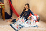 Viscose Navy Blue Embroidered Kurti Pant Dupatta Set