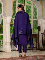 Violet Marina Silk Multi Embroidered Suit Set
