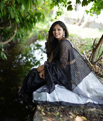 Classic Black Jacquard Saree for Timeless Festive & Party Wear