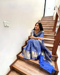 Royal Blue Jacquard Saree – Elegant Traditional Wear for Festive & Party Occasions