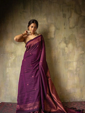 Luxury Wine Jacquard Saree – Elegant Designer Drape for Weddings & Festive Occasions