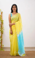 Yellow Sky Jacquard Saree – Soft Dual-Tone Elegance with Premium Woven Design