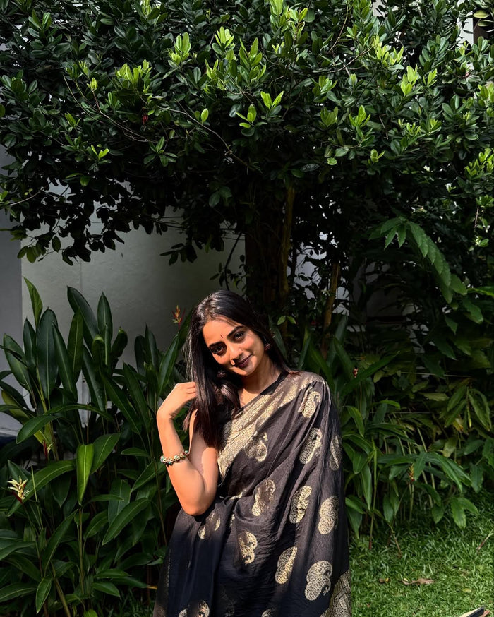 Luxury Black Jacquard Saree for Festive & Party Wear Elegance