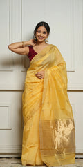 Yellow Cotton Silk Saree – Soft Linen Feel with Rich Jacquard Pallu