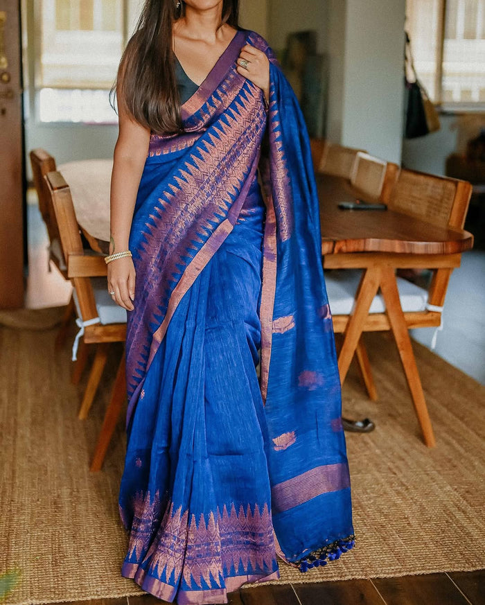 Blue Jacquard Saree – Premium Weave & Elegant Festive Style