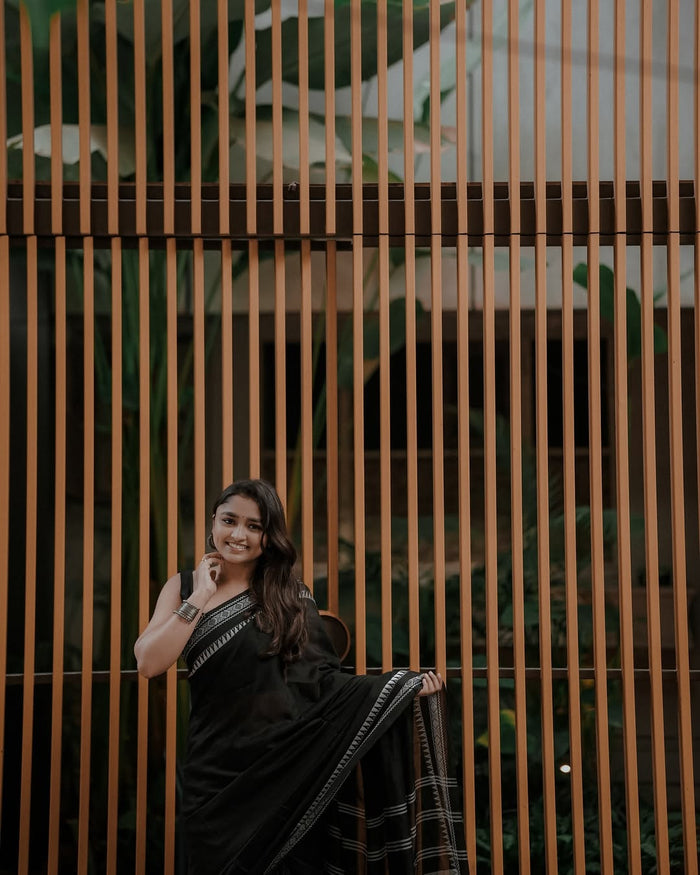 Classic Black Jacquard Saree – Timeless Elegance for Evening & Festive Wear