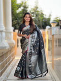 Black Jacquard Saree – Timeless Classic Saree with Elegant Woven Detailing