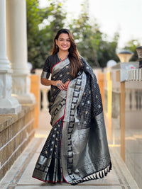 Black Jacquard Saree – Timeless Classic Saree with Elegant Woven Detailing