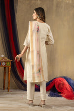Off White Shimmer Gold Silk Embroidered Kurta Pant Set