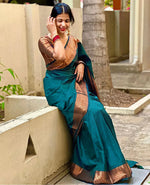 Dark Blue Jacquard Saree