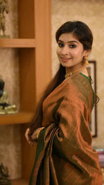 Elegant Brown Jacquard Saree