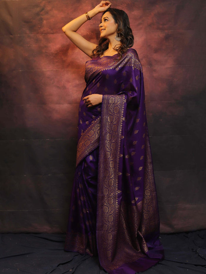Royal Purple Jacquard Saree – Luxurious Festive & Wedding Wear