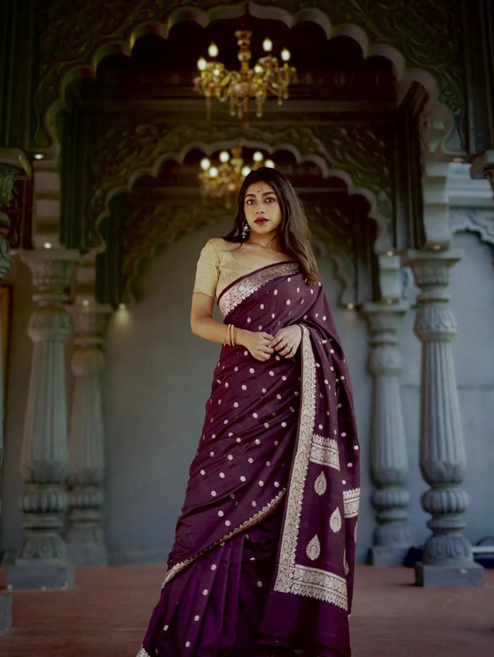 Wine Jacquard Saree – Luxurious Elegance in a Royal Deep Wine Shade