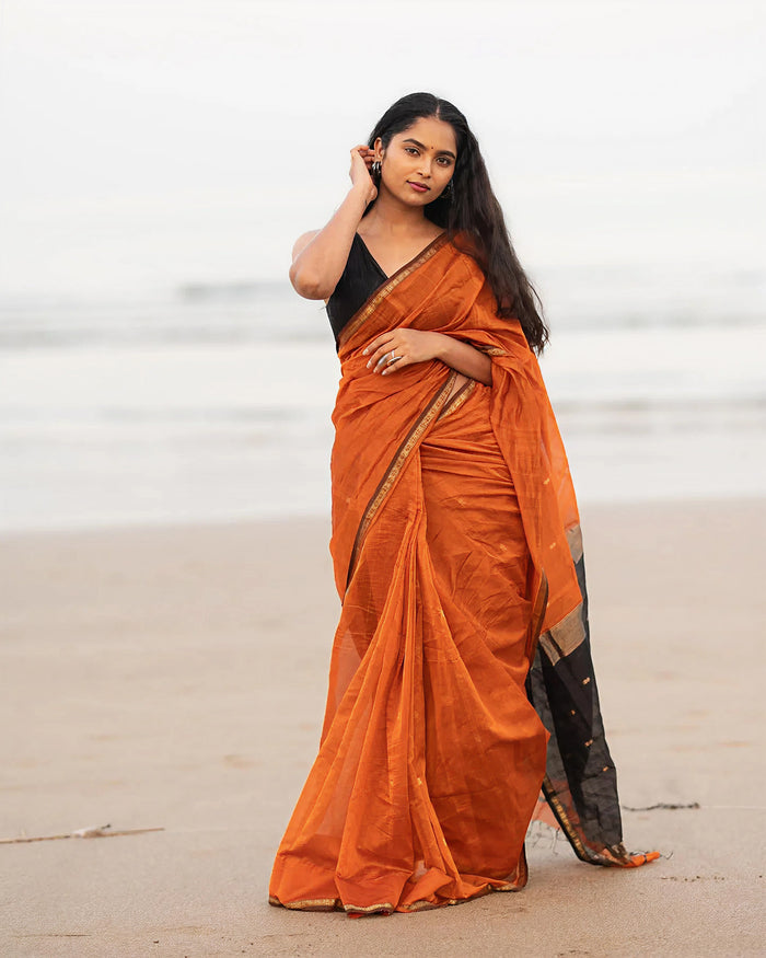 Orange Jacquard Saree – Vibrant & Elegant Indian Ethnic Wear
