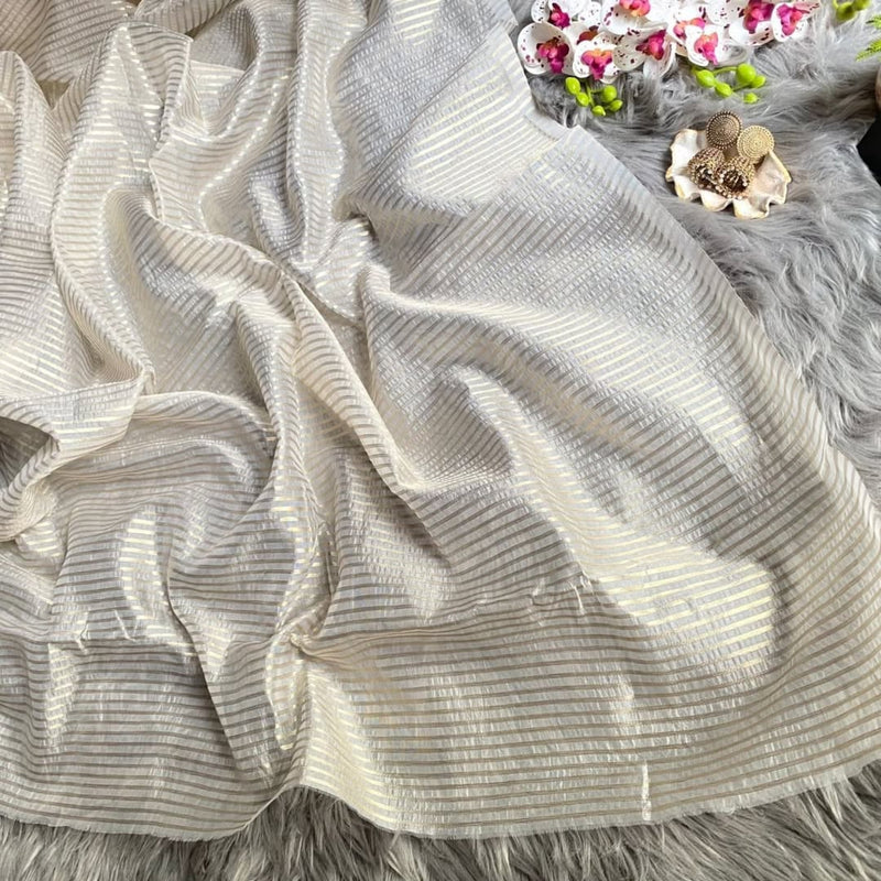 Elegant Off-White Jacquard Saree