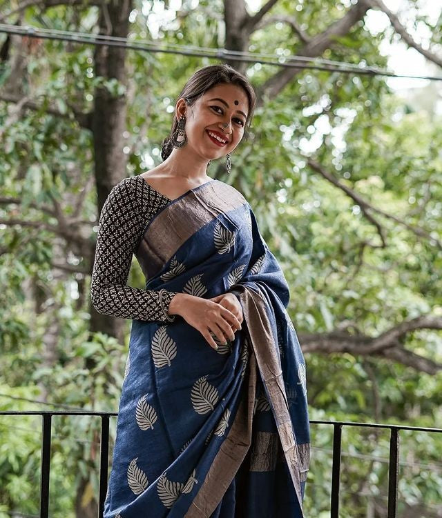 Elegant Blue Jacquard Saree – Premium Traditional & Festive Wear