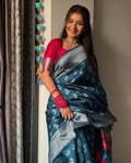 Blue Jacquard Saree – Timeless Elegance With Rich Woven Design