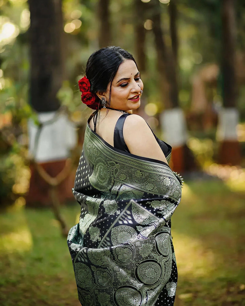Opulent Black Jacquard Saree