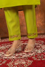 Marina Silk Lime Green Embroidered Kurta Set