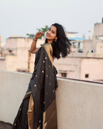 Elegant Black Jacquard Saree
