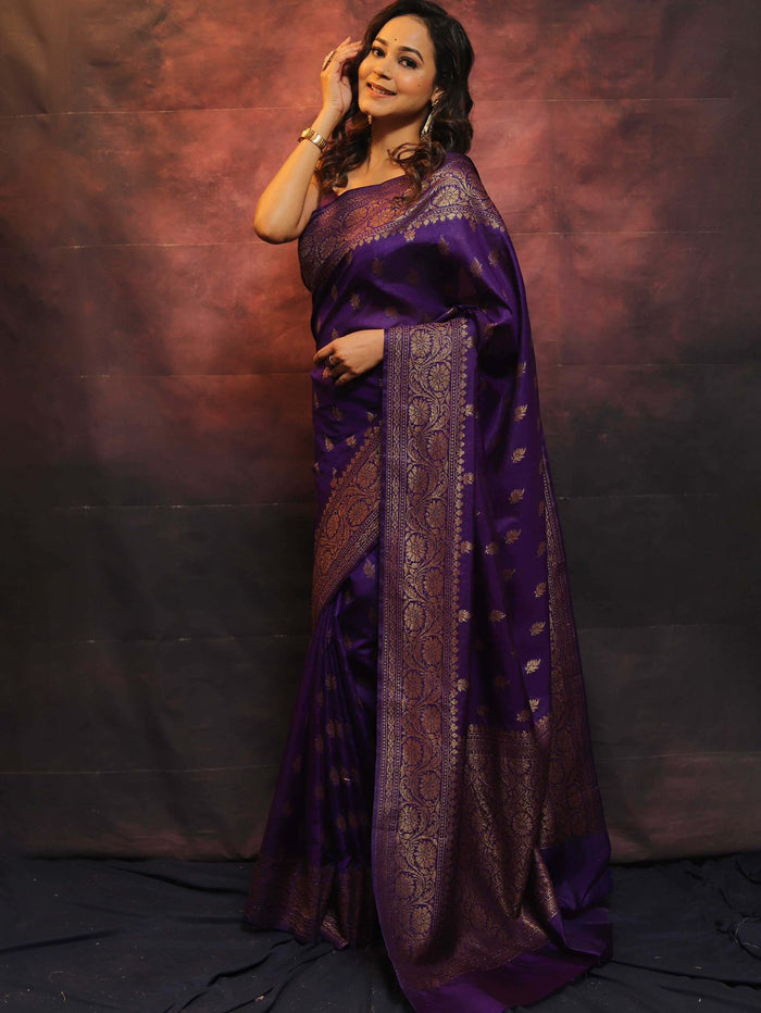 Royal Purple Jacquard Saree – Luxurious Festive & Wedding Wear