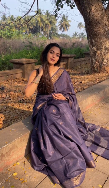 Elegant Purple Jacquard Saree for Party, Festive & Traditional Wear