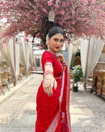 Red Jacquard Saree