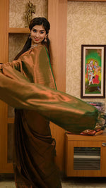 Elegant Brown Jacquard Saree