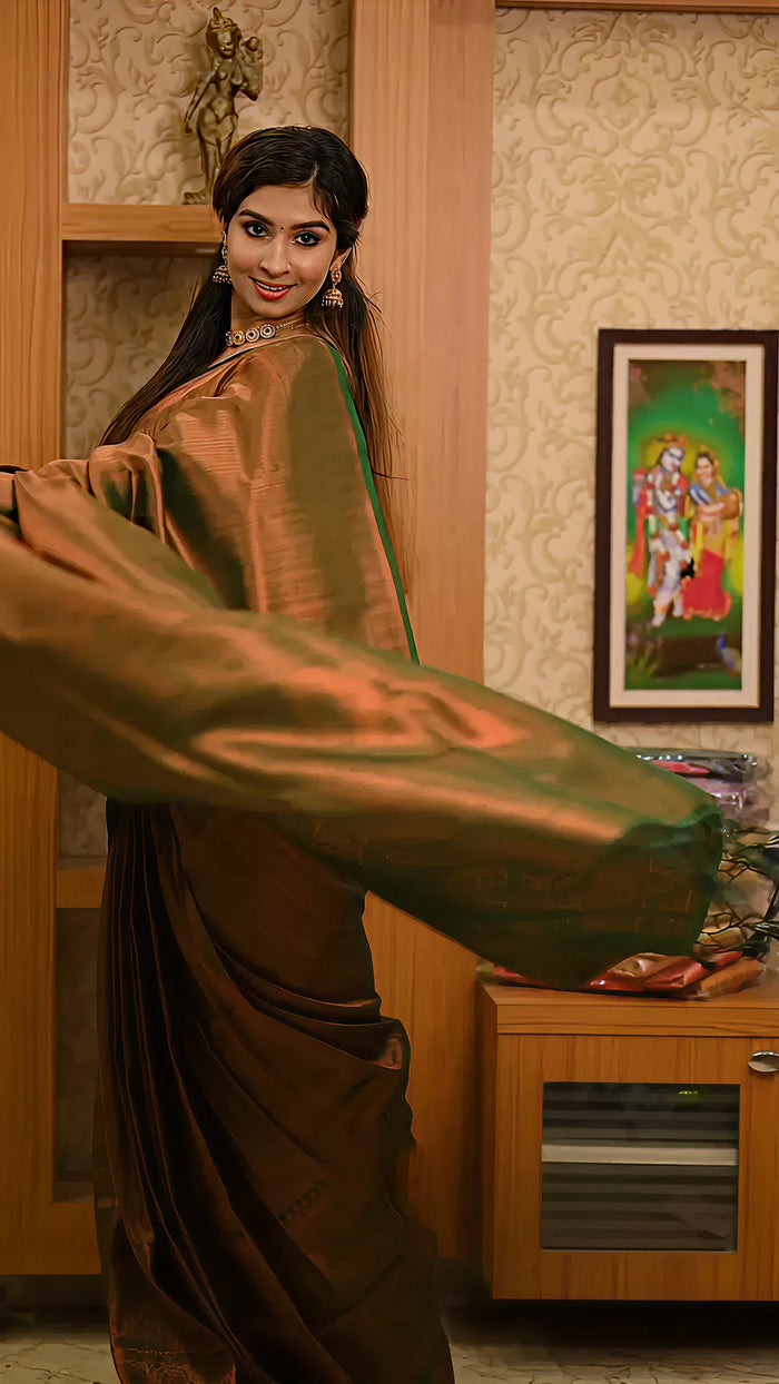 Elegant Brown Jacquard Saree – Stylish & Timeless Indian Ethnic Wear