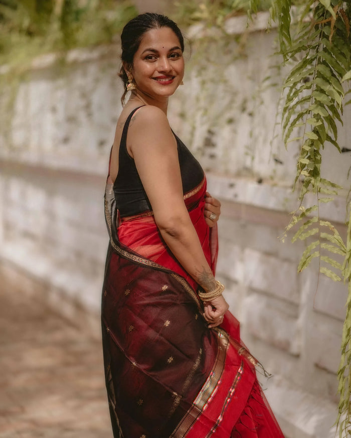 Red Jacquard Saree – Festive, Elegant & Premium Ethnic Wear